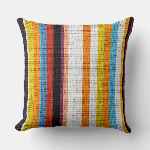 Colorful Stripes Burlap Linen Rustic Jute #4 Kussen