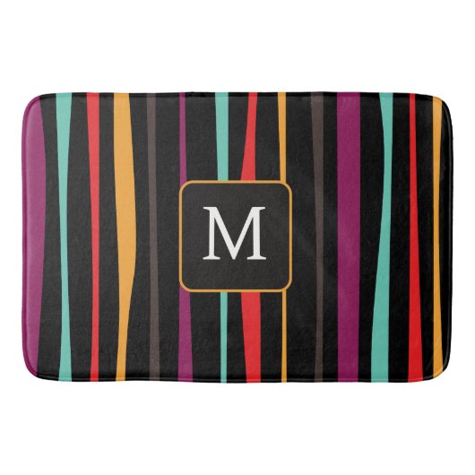 Colorful stripes custom monogram Bath Mat (Voorkant)