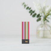 Colorful Stripes Monogram Mini Visitekaartje (Staand voorkant)