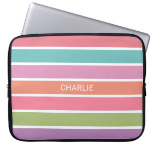 Colorful Stripes, op maat gesneden laptophoezen Laptop Sleeve
