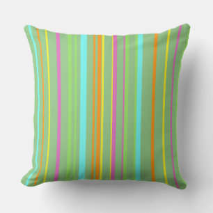 Colorful Stripes Pattern Cust. Groen Sierkussen