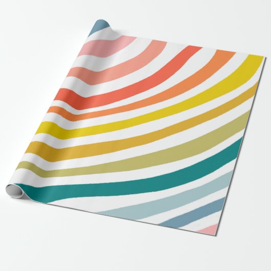Colorful Stripes Waves Gift Cadeaupapier (Uitgerold)