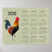 Colorful Strutting Rooster 2026 Calendar Poster (Devant)