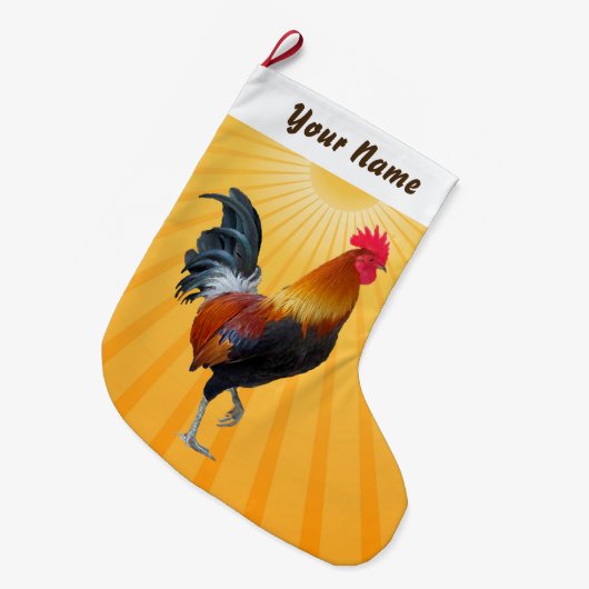 Colorful Strutting Rooster-kerststop Grote Kerstsok (Voorkant (Hangend))