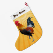 Colorful Strutting Rooster-kerststop Grote Kerstsok (Achterkant (Hangend))