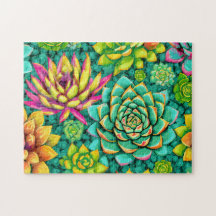 Colorful Succulent 1 Easy Cerveau Art Puzzle Photo