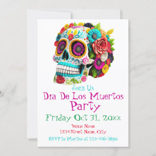 Colorful Sugar Skull Day of the Dead Calaveras Kaart