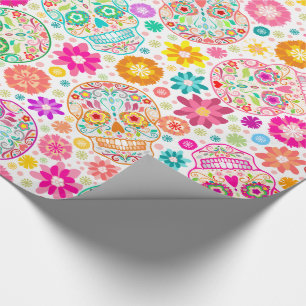 Colorful Sugar Skull en Fiesta Gift Wrap Cadeaupapier