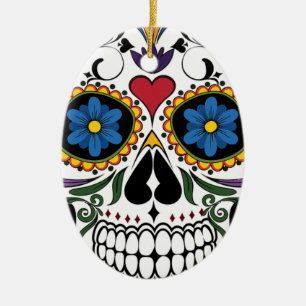 Colorful Sugar Skull Keramisch Ornament