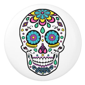 Colorful Sugar Skull Keramische Knop