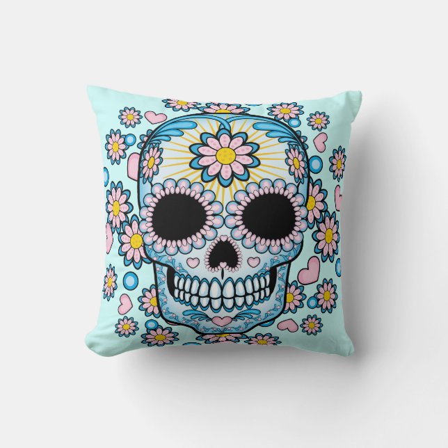 Colorful Sugar Skull Kussen (Voorkant)