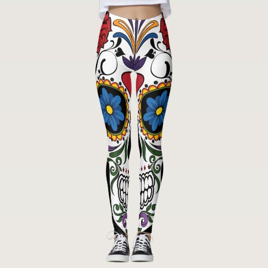Colorful Sugar Skull Leggings (Voorkant)