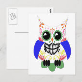 Colorful Sugar Skull Owl Briefkaart (Voorkant / Achterkant)