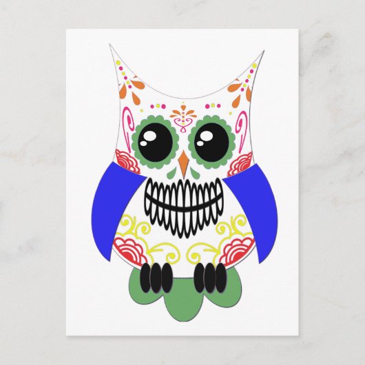 Colorful Sugar Skull Owl Briefkaart (Voorkant)