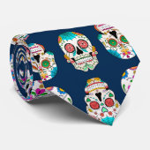 Colorful Sugar Skull Patroon Stropdas (Opgerold)