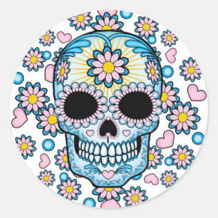 Colorful Sugar Skull Ronde Sticker