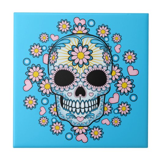 Colorful Sugar Skull Tegeltje (Voorkant)