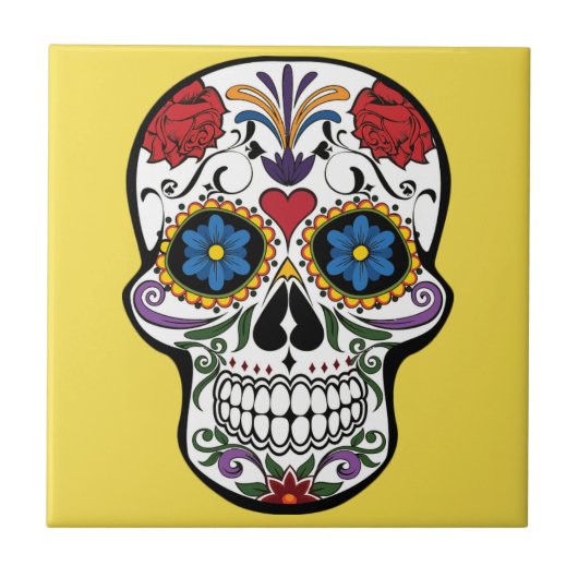 Colorful Sugar Skull Tegeltje (Voorkant)