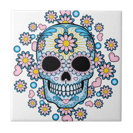 Colorful Sugar Skull Tegeltje (Voorkant)