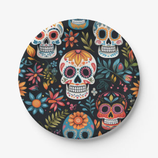 Colorful Sugar Skulls Papieren Bordje