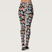Colorful Sugar Skulls Pattern on Black Leggings (Achterkant)