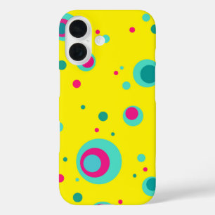 Colorful Summer Bubbles stippen Geel vers patroon iPhone 16 Hoesje