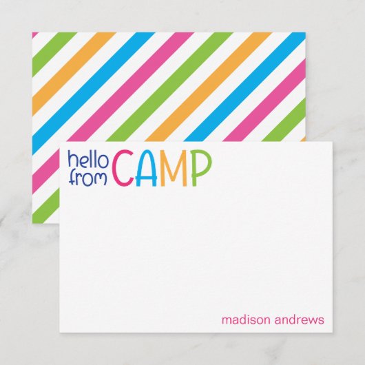 Colorful Summer Camp Personated Note Cards Bedankkaart (Voorkant / Achterkant)