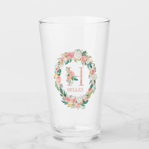 Colorful Summer Flowers WreatFloral Monogram Glas