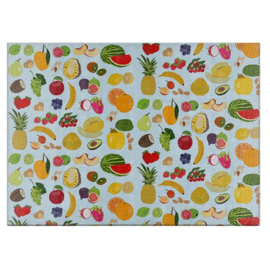 Colorful Summer Fruit Pattern Snijplank (Voorkant)