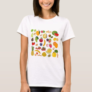 Colorful Summer Fruit Pattern T-shirt