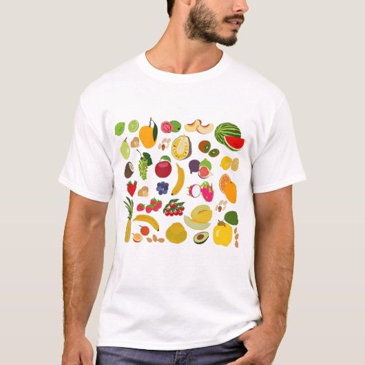 Colorful Summer Fruit Pattern T-shirt (Voorkant)