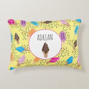 Colorful Summer Ice Cream Ice Poppen Patroon Accent Kussen