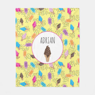Colorful Summer Ice Cream Ice Poppen Patroon Fleece Deken