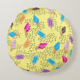 Colorful Summer Ice Cream Ice Poppen Patroon Rond Kussen