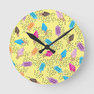 Colorful Summer Ice Cream Pattern Ronde Klok