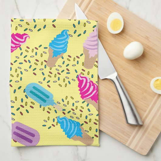 Colorful Summer Ice Cream Pattern Theedoek (Quarter Fold)