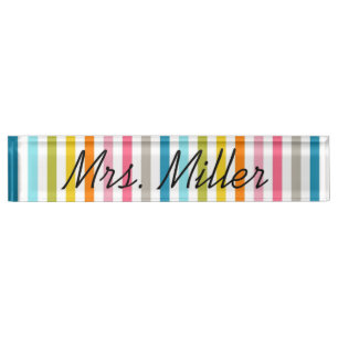 Colorful Summer Stripes Desk Naambordje