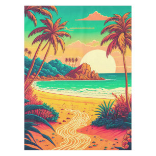 Colorful Summer Tropical Beach Landscape Artwork   Tafelkleed