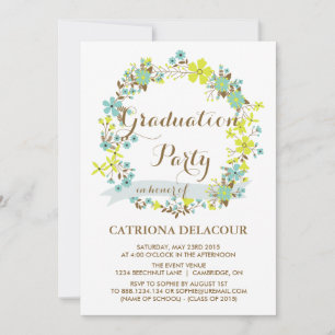 COLORFUL SUMMER WREATH AFSTUDEREN INVITATIE KAART