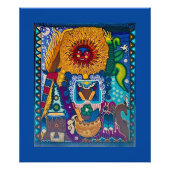 Colorful Sun Huichol Art Foto Afdruk (Voorkant)