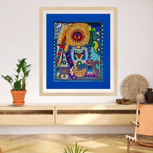 Colorful Sun Huichol Art Foto Afdruk
