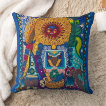 Colorful Sun Huichol Art