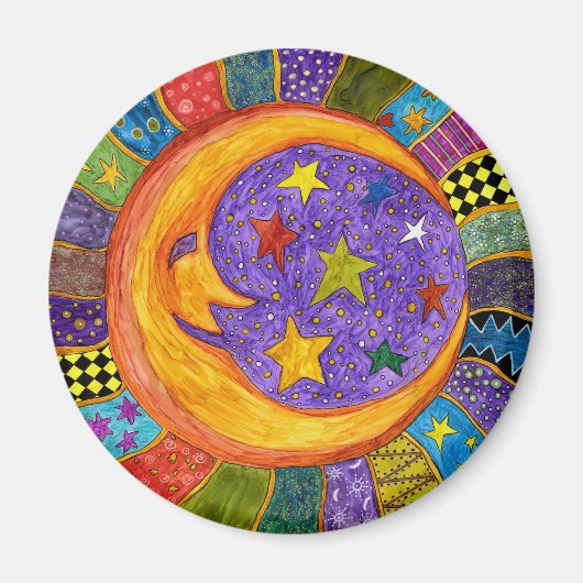 Colorful Sun, Moon en Stars Magnet Magneet (Voorkant)