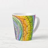 Colorful Sunburst Doodle Mandala Design Latte Mok (Rechterhoek)