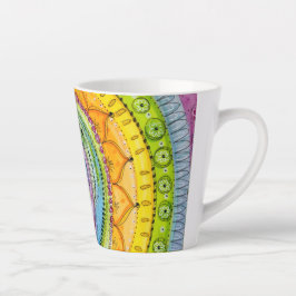 Colorful Sunburst Doodle Mandala Design Latte Mok
