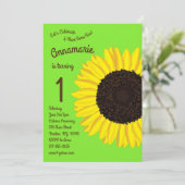 Colorful Sunflower 1e Birthday Invitation Kaart (Staand voorkant)