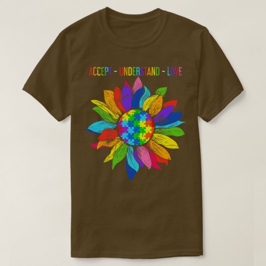 Colorful Sunflower Gift Autisme Awareness T-shirt (Design voorkant)