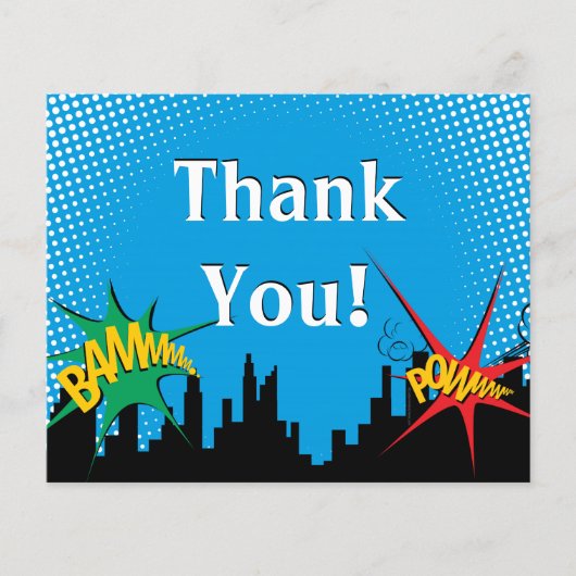 Colorful Superheld Comic Boy's Birthday Bedankt Flyer (Voorkant)