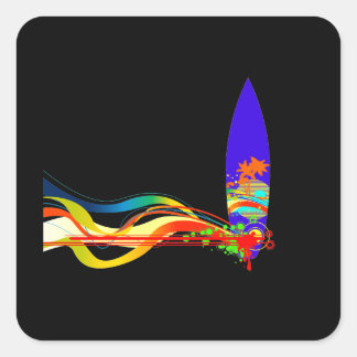 Colorful Surf Board Vierkante Sticker