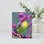 Colorful Surreal Pink Yellow Bird Briefkaart (Staand voorkant)